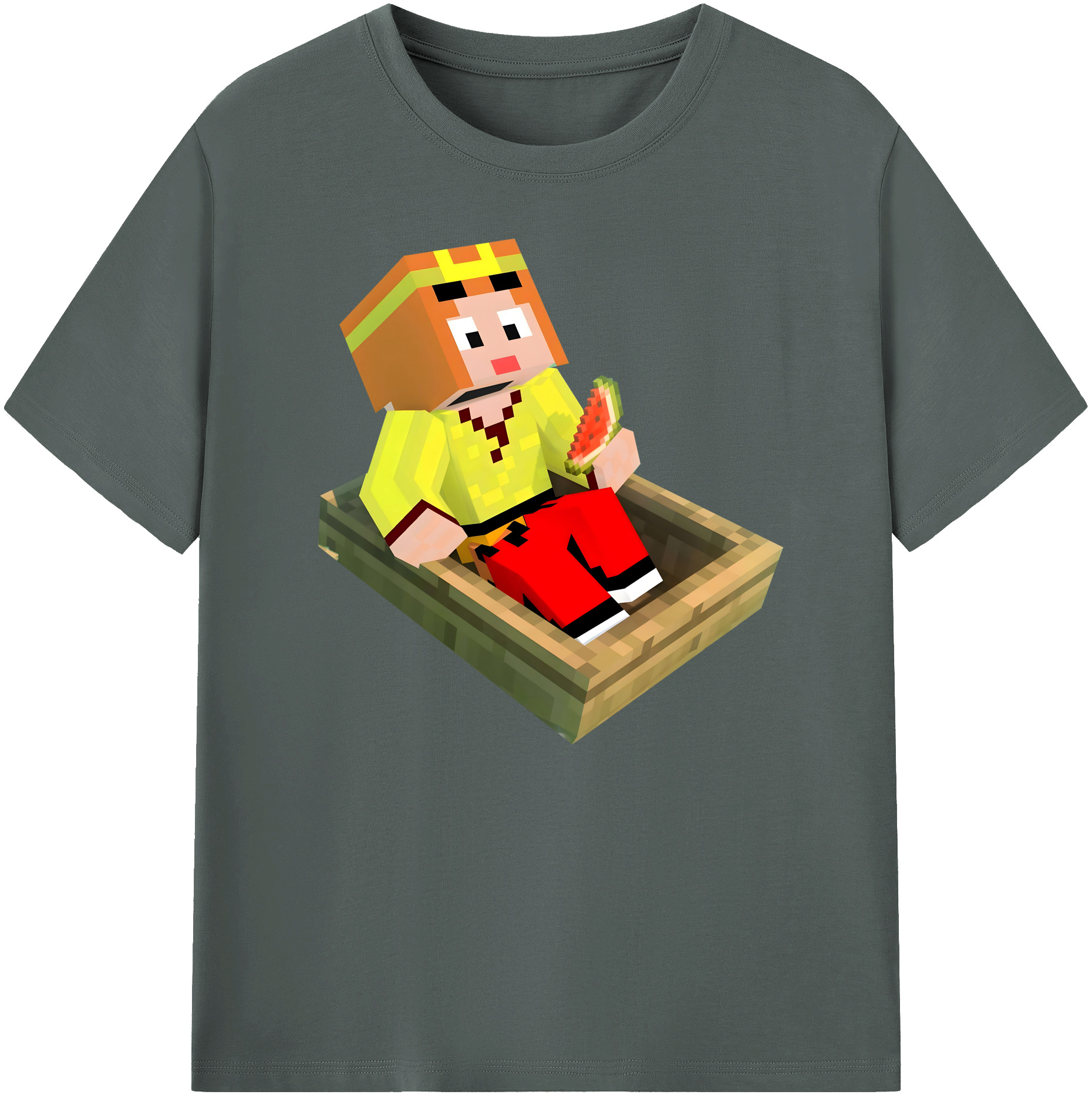 （画像用） マインクラフト ブロックの世界 Minecraft MC Block world 綿100％ メンズ半袖Tシャツ｜肌触りやわらか＆通気性